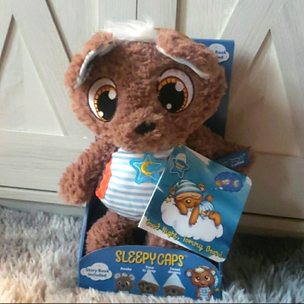 SLEEPY CAP BEAR (TOMMY) COMES WITH STORY BOOK